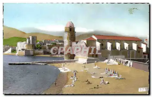 Cartes postales En parcourant La Cote Vermeille Collioure Plage St Vincent L&#39Eglise