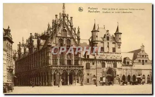 Cartes postales Malines Hotel de Ville et anciennes halles aux draps