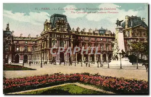 Cartes postales Paris La Cour du Carrousel et Monument de Gambetta Louvre