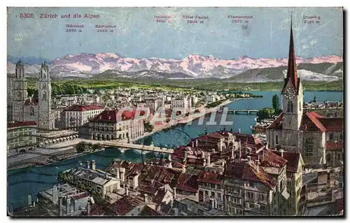 Cartes postales Zurich and die Alpen