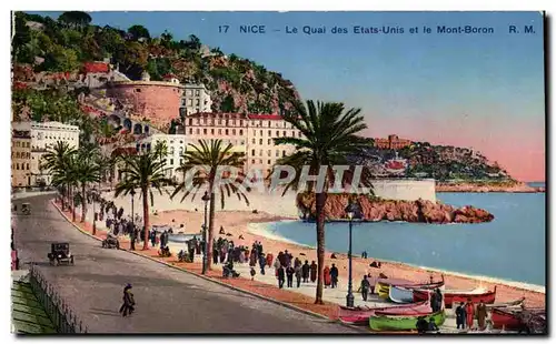 Cartes postales Nice Le Quai des Etats Unis et le Mont Boron