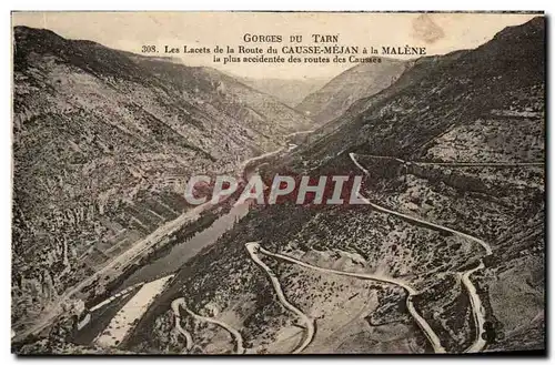 Cartes postales Gorges Du Tarn Les Lacets De La Route Du Causse Mejan A La Malene La Plus Accidentee Des Routes