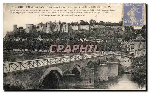 Cartes postales Chinon Le Pont Sur La Vienne Et Le Chateau