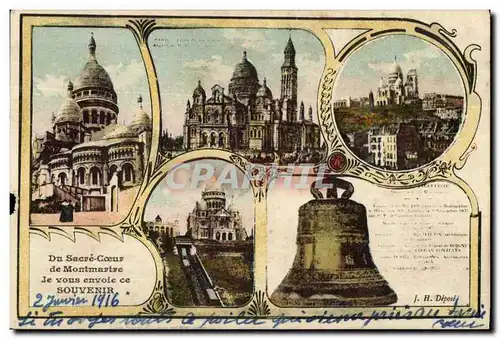 Ansichtskarte AK Du Sacre Coeur de Montmartre Je vous envoie ce Souvenir Cloche Montmartre