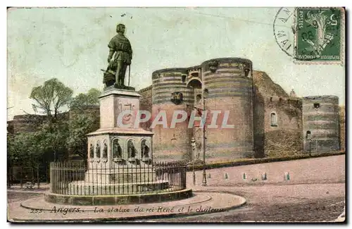 Cartes postales Angers La Statue du roi Rene et le Chateau