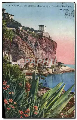 Cartes postales Menton Les Rochers Rouges Et La Frontiere Italienne