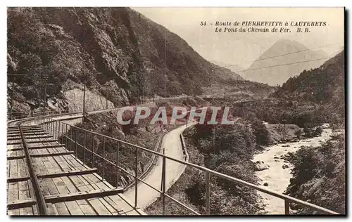 Cartes postales Route De Pierrefitte Cauterets Le Pont Du Chemin De Fer