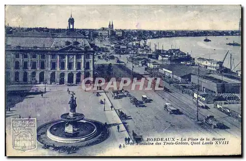 Cartes postales Bordeaux La Place de la Bourse la Fontaine des Trois Graces Quai Louis XVIII