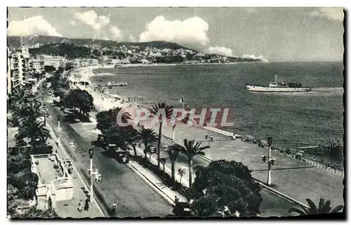 Ansichtskarte AK Nice La promenade des Anglais le Mont Biron et le bateau croisiere Le Gallus