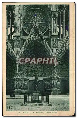 Ansichtskarte AK Reims La Cathedrale Grand Portail