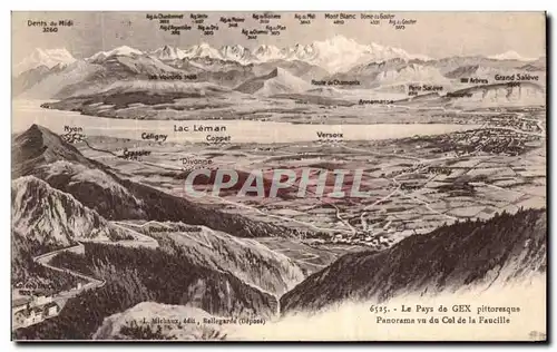 Cartes postales La Pays de Gex Pittoresque Panorama Vu du Col de la Faucille