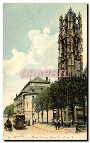 Cartes postales Rouen La Musee et la Tour Saint Laurent Tramway