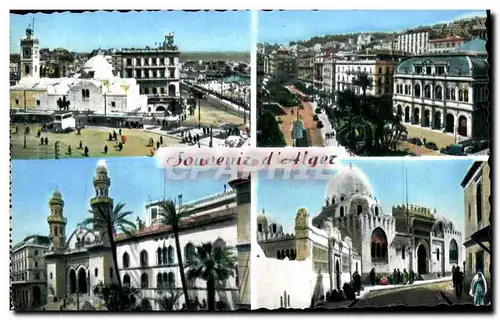 Cartes postales Alger Place Du Gouvernement Place De l&#39Opera La Cathedrale La Medersa