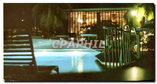 Ansichtskarte AK Hilton international Trinidad Pictured at Night With View Of The Swimming Pool And The Pool