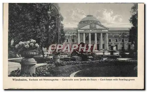 Ansichtskarte AK Wiesbaden Kurhaus mit Blumengarten Cure Salle Jardin de Fleurs