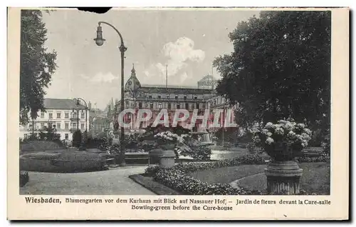 Cartes postales Wiesbaden Blumengarten vor dem Kurhaus mit Nassauer Hoff Jardin de Fleurs devant la cUre Salle B
