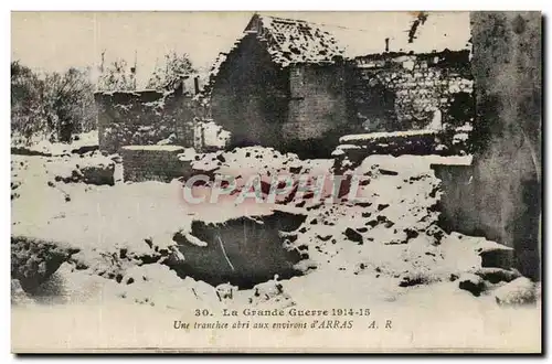 Cartes postales La Grande Guerre Une Tranche abri environs d'Arras Militaria