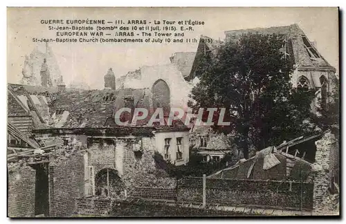 Cartes postales Arras La Tour et l'Eglise St Jean Baptiste Militaria