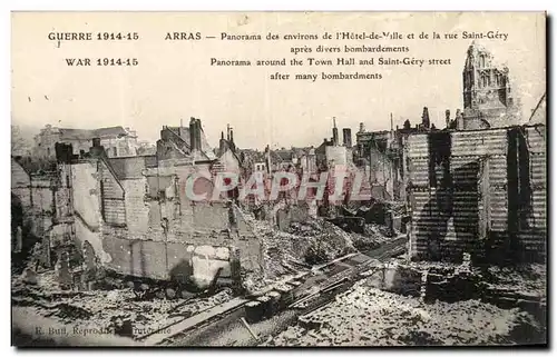 Cartes postales Arras Panorama des Environs de l&#39Hotel de ville et de rue Saint Claude apres divers bombardem