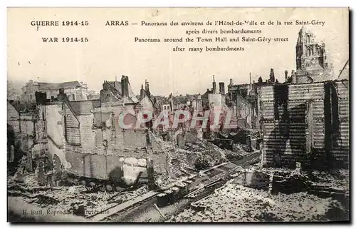 Cartes postales Arras Panorama des Environs de l'Hotel de ville et de rue Saint Claude apres divers bombardem