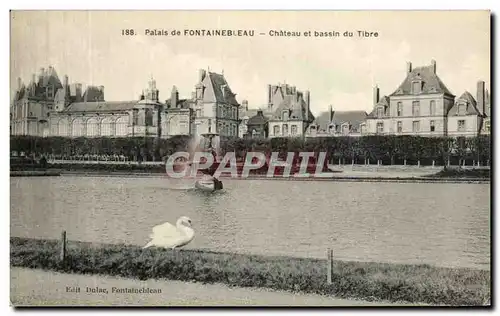 Ansichtskarte AK Palais de Fontainebleau Chateau et bassin du Tibre Cygne