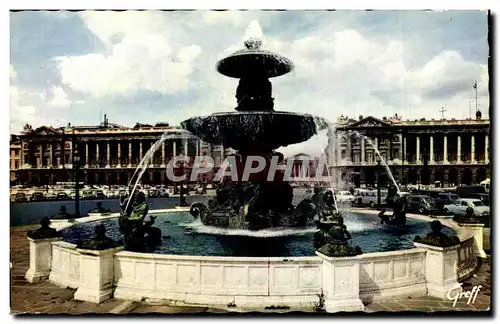 Cartes postales Paris Place de la Concorde Fontaine et jets d&#39Eau