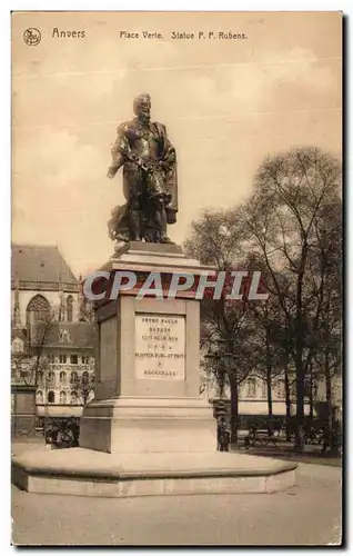 Cartes postales Anvers Place Verte Statue Statue PP Rubens