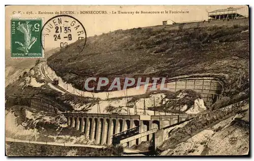 Cartes postales Rouen Bonsecours Le Tramway de Bonsecours et le Funiculaire