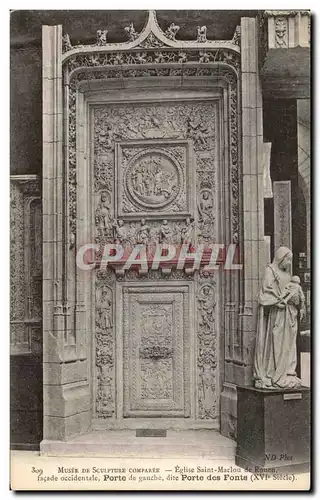 Cartes postales Rouen Musee De Sculpture Comparee Eglise Saint maclou porte des fonts