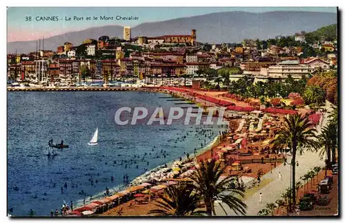 Cartes postales Cannes Le port Et Le Mont Chevalier