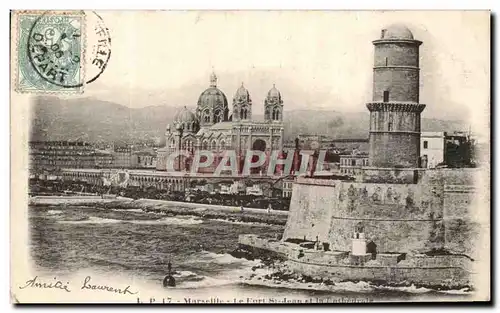 Cartes postales Marseille Le fort St Jean eet la cathedrale