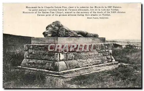 Cartes postales Monument de la Chapelle Sainte Fine Lion