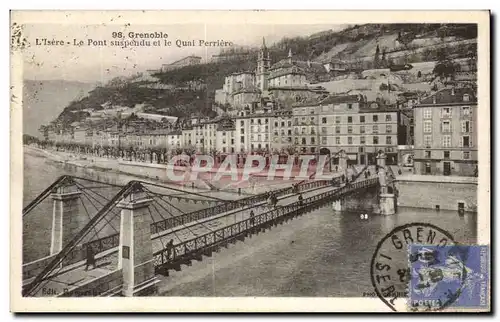 Ansichtskarte AK Grenoble L&#39Isere Le Pont Suspendu le Quai Perriere