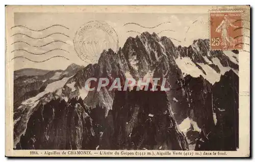 Cartes postales Aiguilles de Chamonix L&#39Arete du Grepon Aiguille verte dans le fond