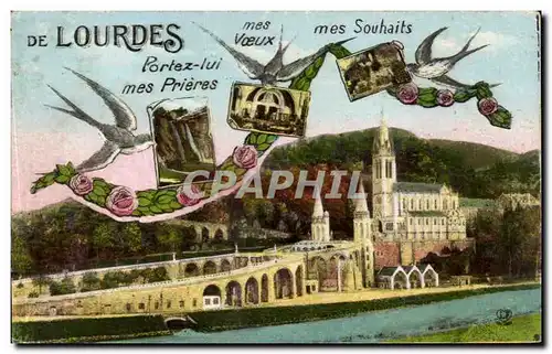 Cartes postales Lourdes Portez mes Prieres Hirondelles