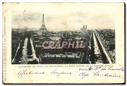 Cartes postales Panorama De Paris Le Trocadero La Tour Eiffel Et La Grande Roue