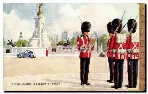 Ansichtskarte AK Changing Sentrise at Buckingham Palace London Militaria