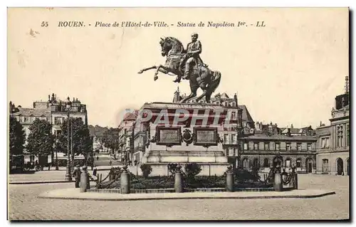 Cartes postales Rouen Place De L&#39Hotel de Ville Statue de Napoleon