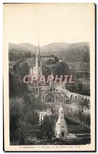 Ansichtskarte AK Lourdes La Basilique vue du Chateau Fort