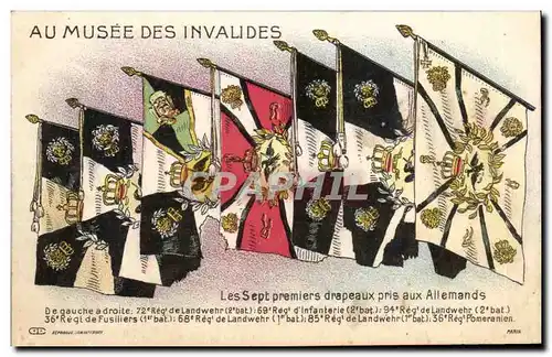 Ansichtskarte AK Au Musee Des Invalides Les Sept Premiers drapeaux Pris aux emands Militaria