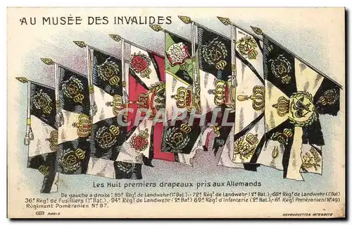 Ansichtskarte AK Au Musee Des Invalides Les Huit Premiers drapeaux Prisaux Allemands