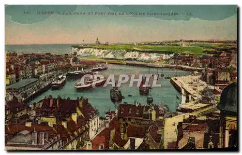 Ansichtskarte AK Dieppe Panorama Du Port Pris De L&#39Eglise Saint Jacques Bateaux