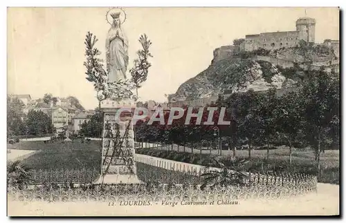 Cartes postales Lourdes Vierge Couronnee et Chateau