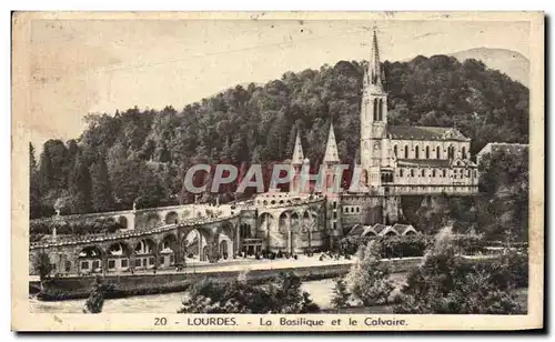 Ansichtskarte AK Lourdes La Basilique et Le Calvaire