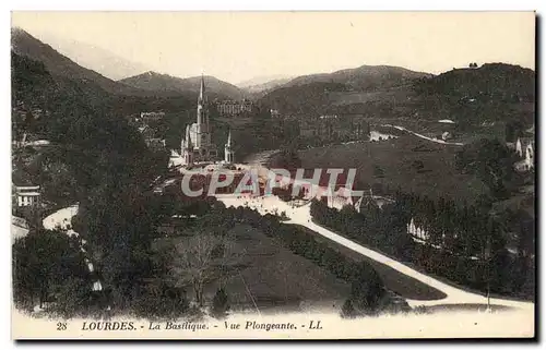 Cartes postales Lourdes La Basilique Vue Plongeante