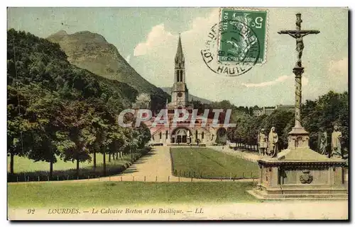 Ansichtskarte AK Lourdes Le Calvaire Breton et la Basilique