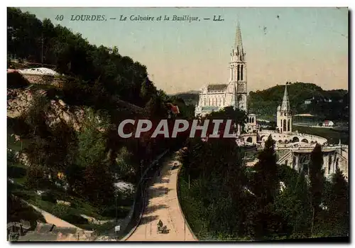 Ansichtskarte AK Lourdes Le Calvaire et la Basilique