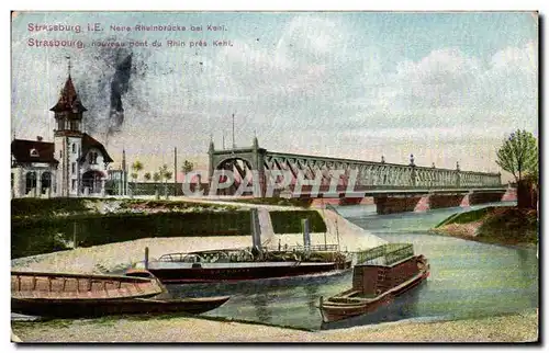 Cartes postales Strasbourg Nouveau pont du Rhin pres Hekl Bateau