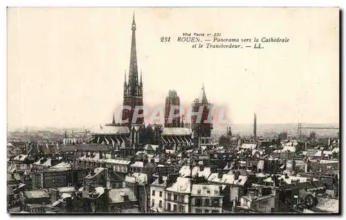 Cartes postales Rouen Panarama vers la Cathedrale et le Transbordeur