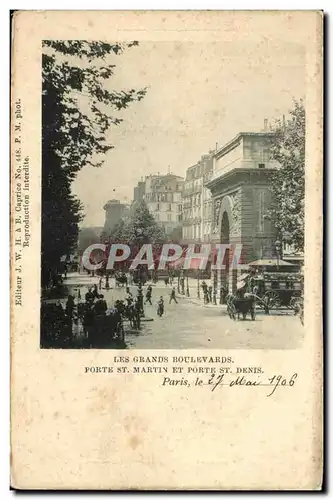 Cartes postales Les Grands Boulevards Porte St Martin Et Porte St Denis Paris